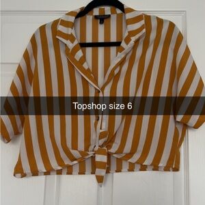 Topshop Yellow and White Striped Button Down Shirt